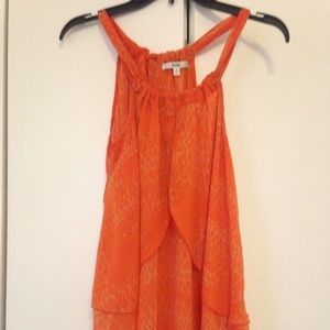 Papaya orange high-low blouse